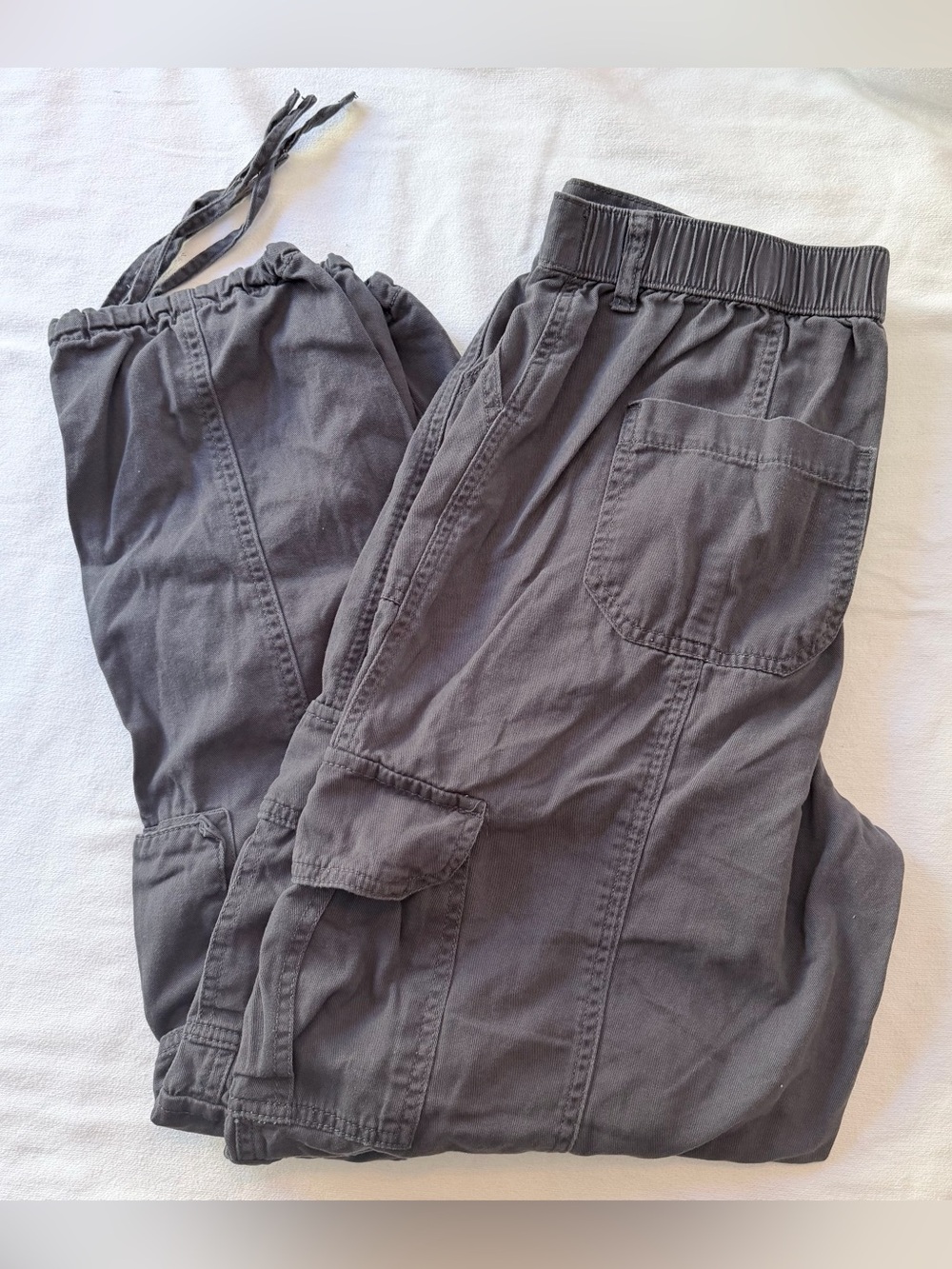 Happily Grey Women’s Gray Cargo Pants Twill Cotton